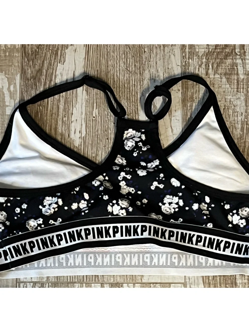 PINK VS Bikini! Gym to Swim Active Red/Black Floral Top & Red/Black Bottom Sz-L! - Picture 4 of 8